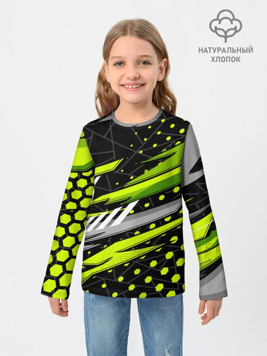 Детский лонгслив / Black and Green