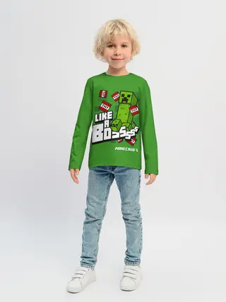 Детский лонгслив / LIKE A BOSS Minecraft Creepe
