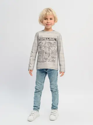 Детский лонгслив / Витрувианский человек Стив | Minecraft