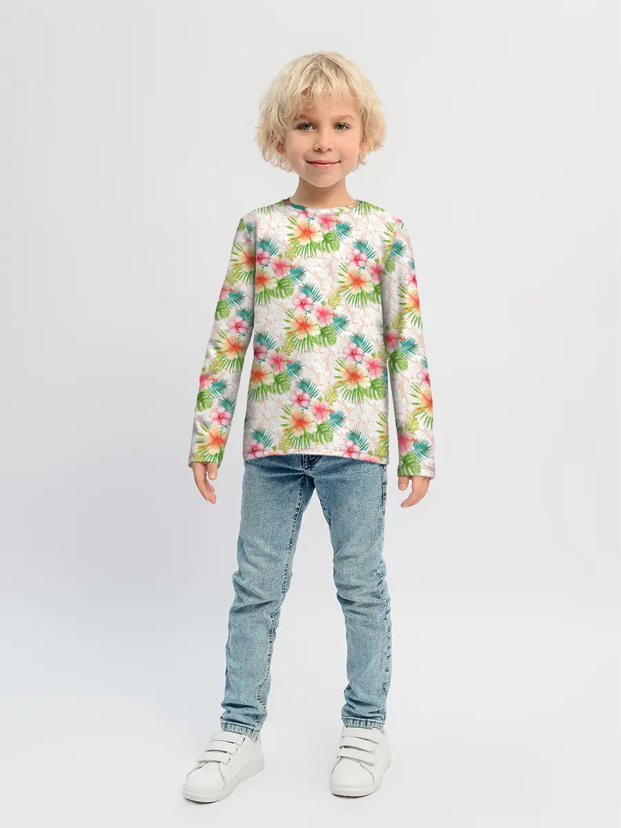 Детский лонгслив / Гавайские цветы