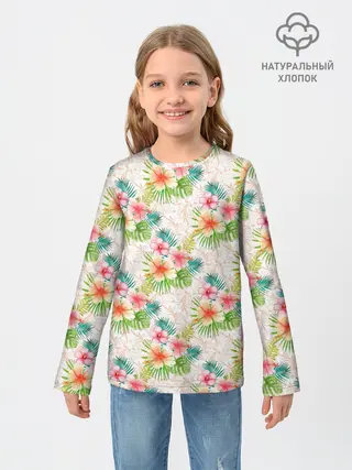 Детский лонгслив / Гавайские цветы