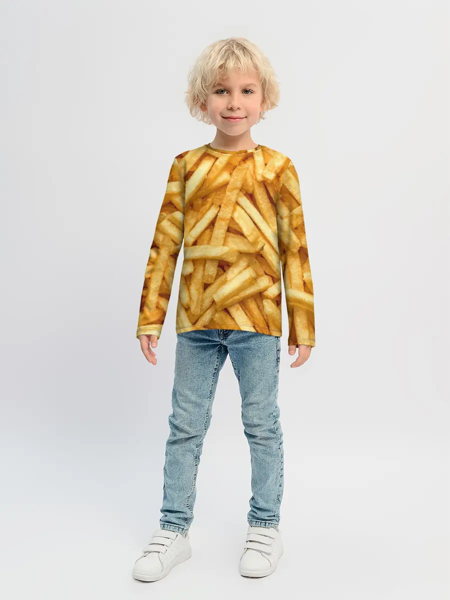 Детский лонгслив / Картошка фри/Фастфуд