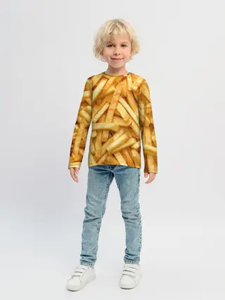 Детский лонгслив / Картошка фри/Фастфуд