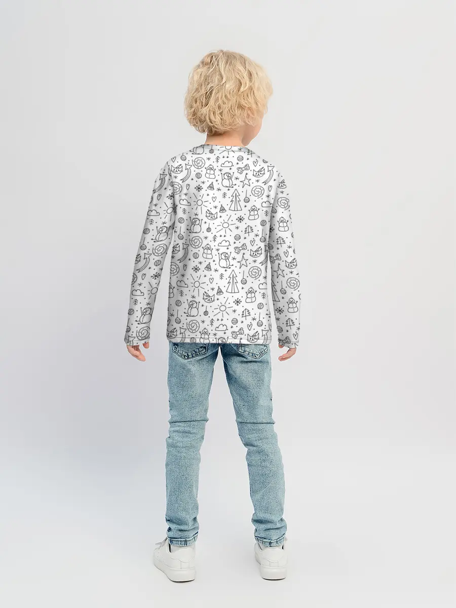 Детский лонгслив / Зимнее дудл настроение