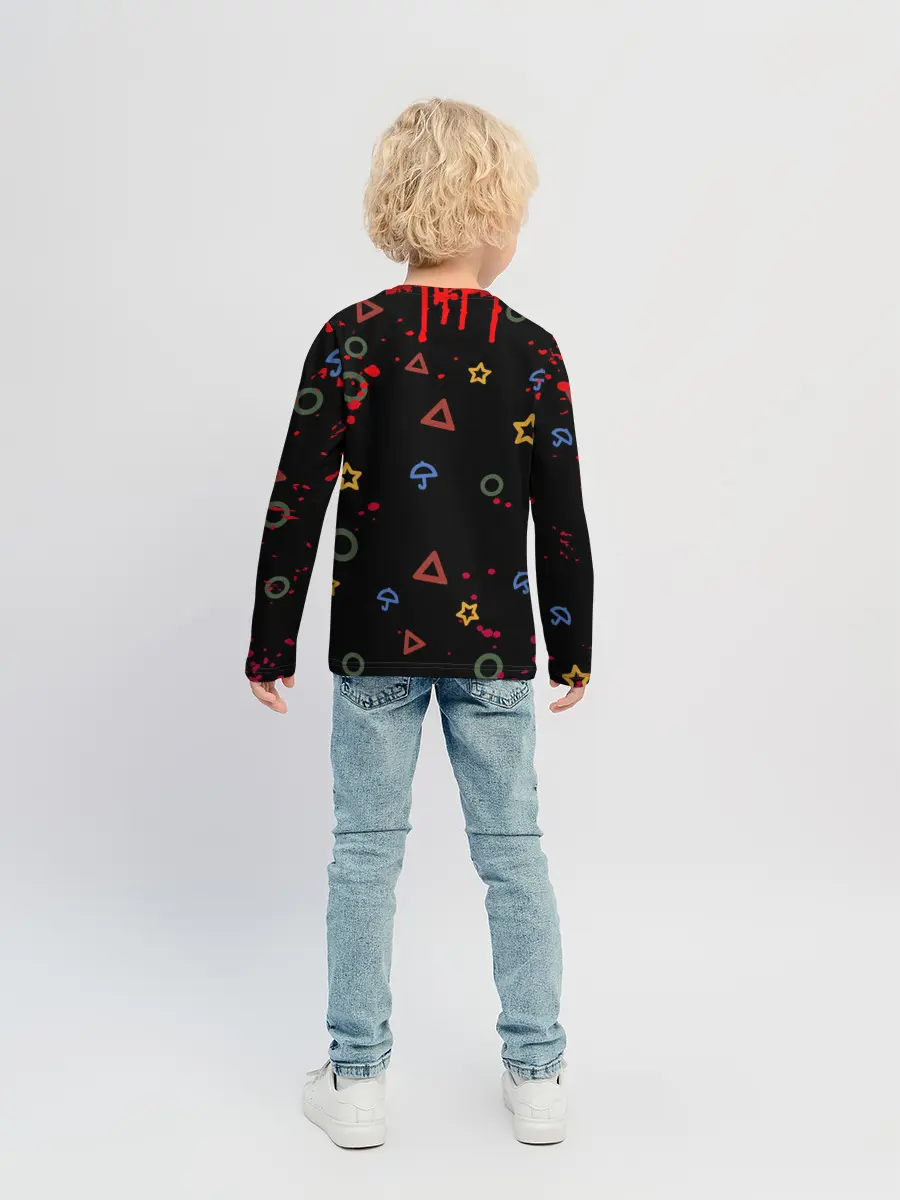 Детский лонгслив / Игра в кальмара: Паттерн фигурок.