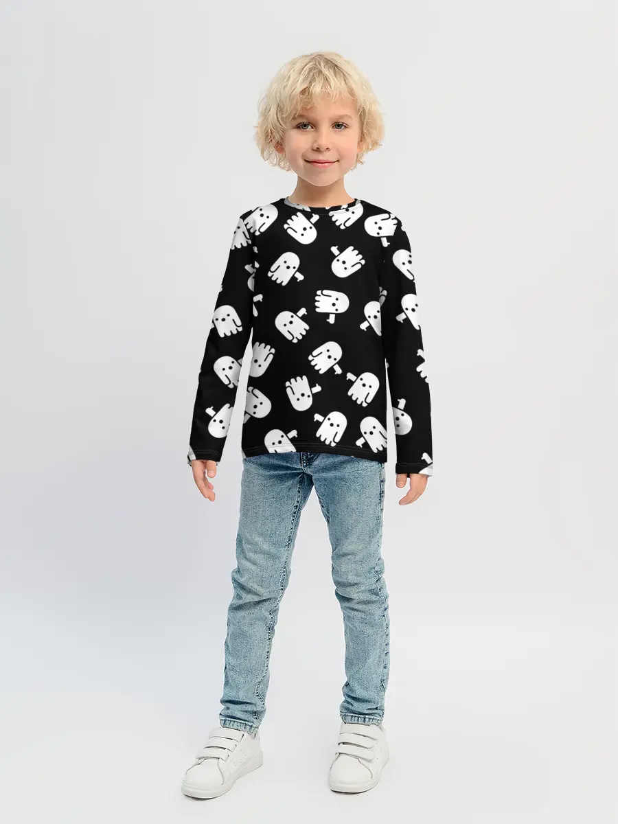 Детский лонгслив / ПРИВИДЕНИЯ УЗОР / HALLOWEEN