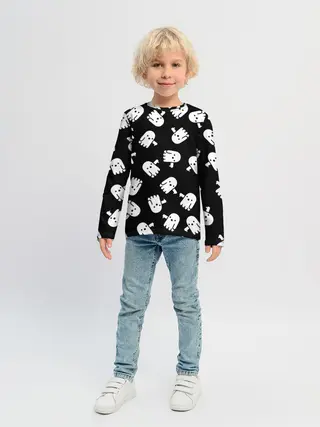 Детский лонгслив / ПРИВИДЕНИЯ УЗОР / HALLOWEEN