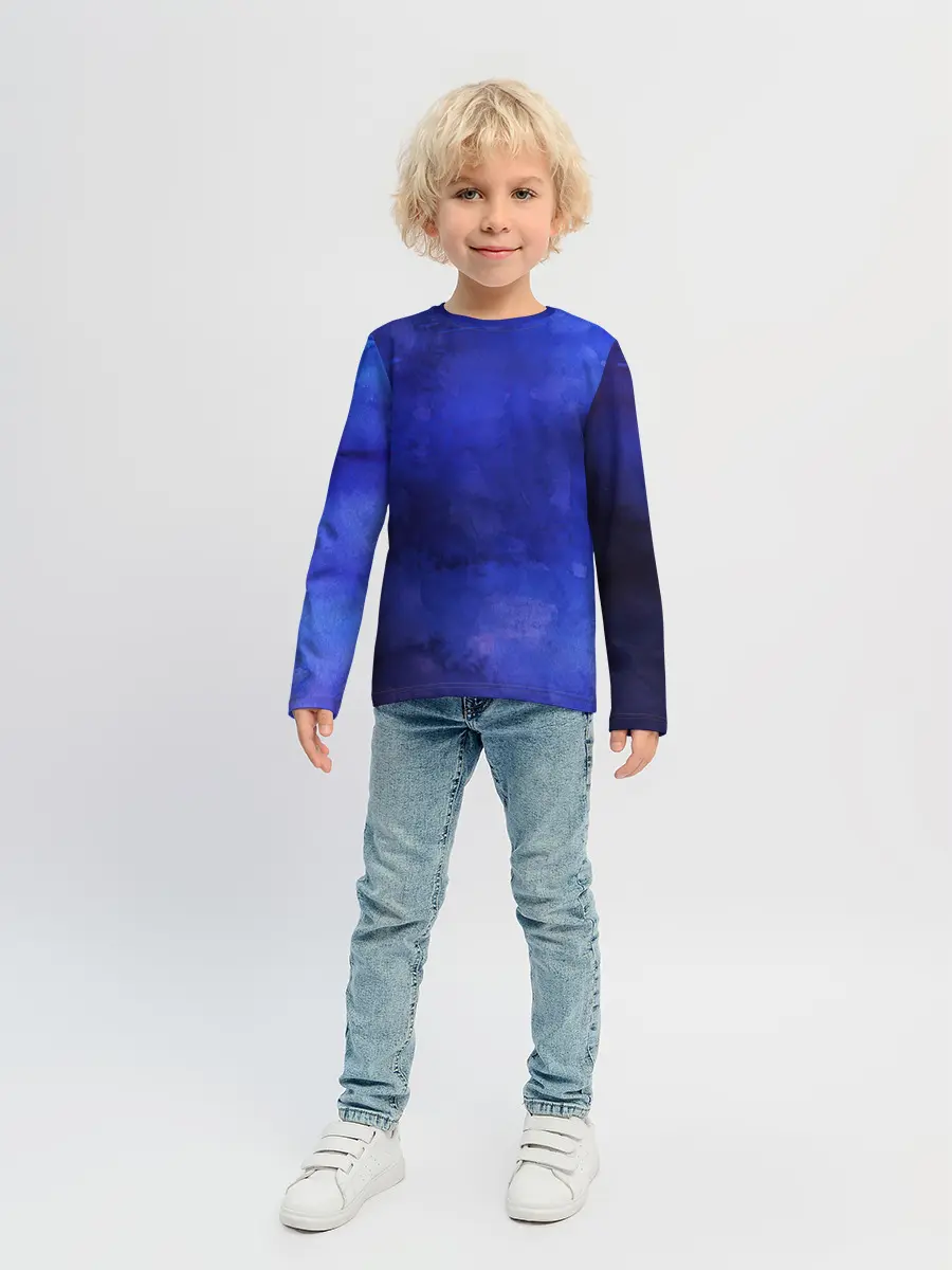Детский лонгслив / Синее размытие