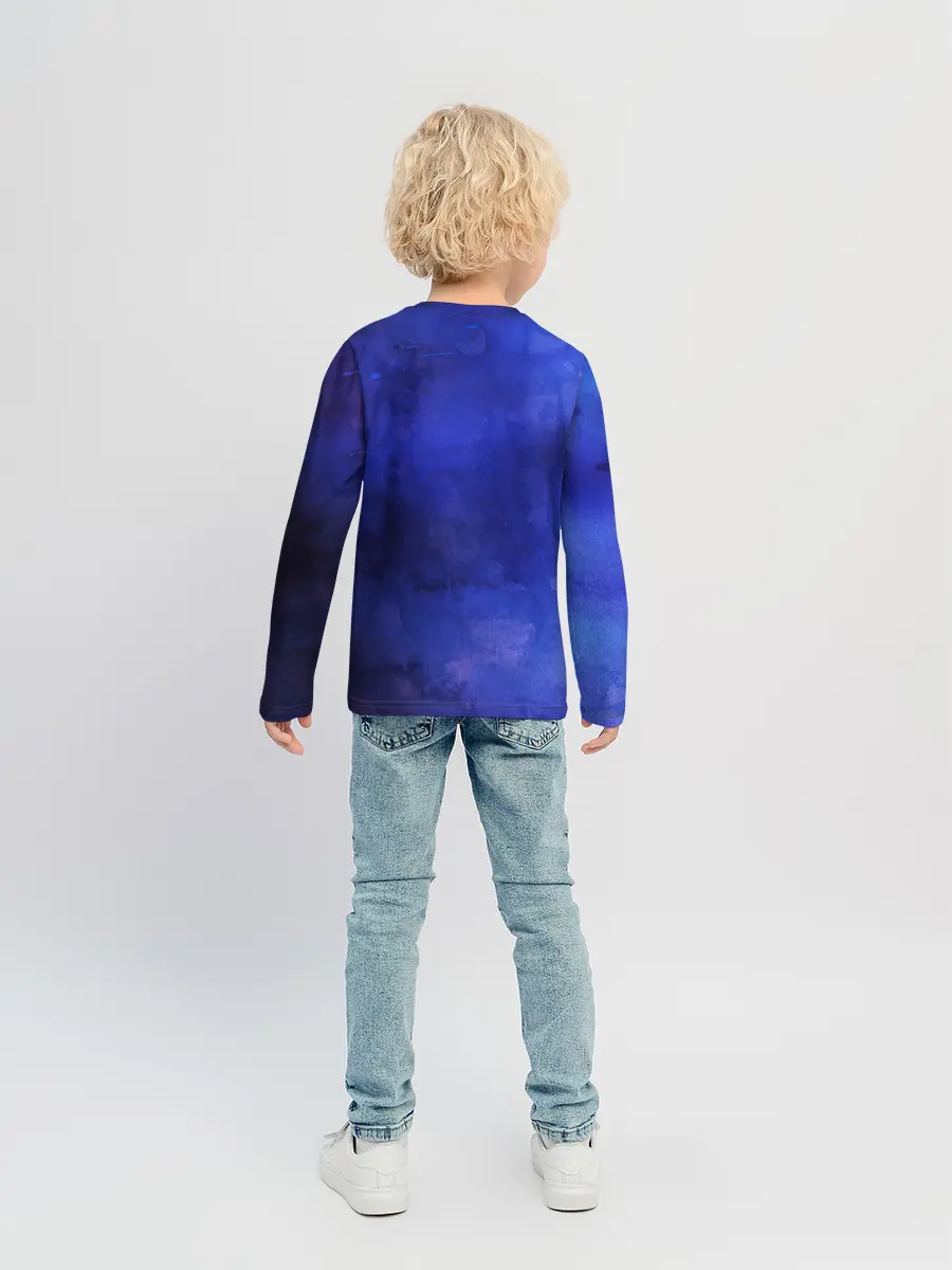 Детский лонгслив / Синее размытие