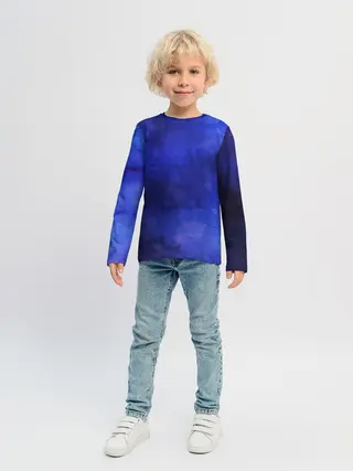 Детский лонгслив / Синее размытие