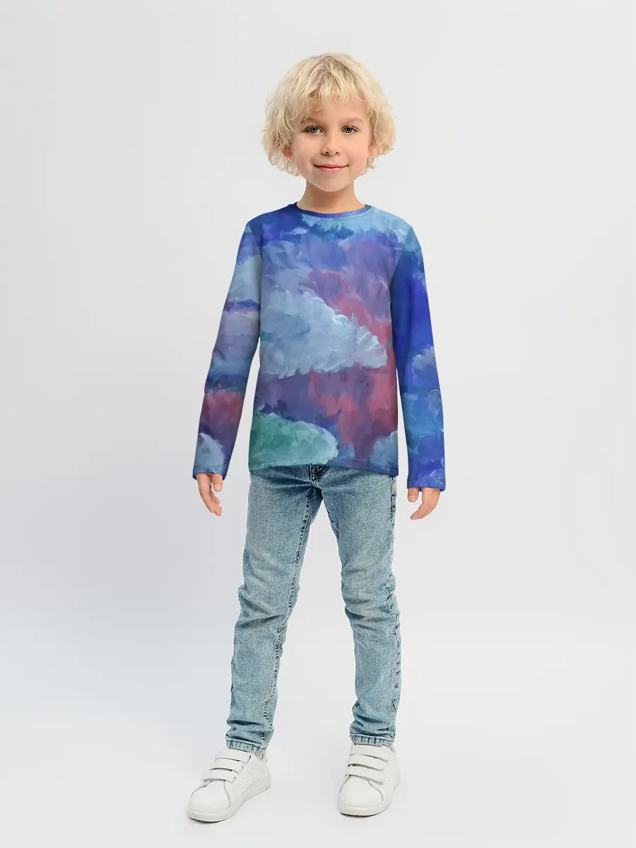 Детский лонгслив / Гуашевые облака