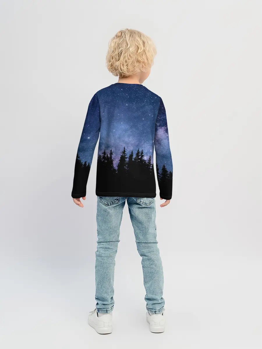 Детский лонгслив / НОЧНОЙ ЛЕС И ЗВЕЗДЫ
