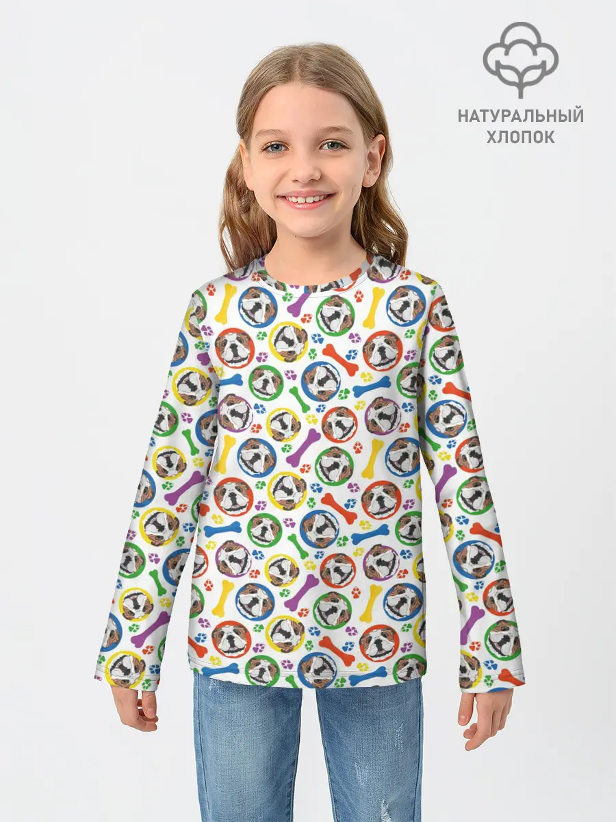 Детский лонгслив / Английский Бульдог