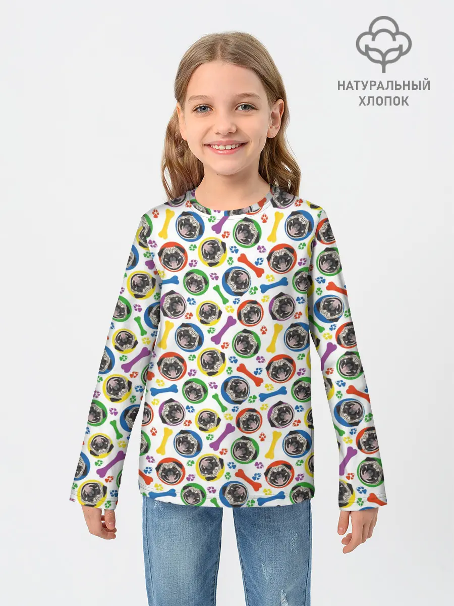 Детский лонгслив / Мопс