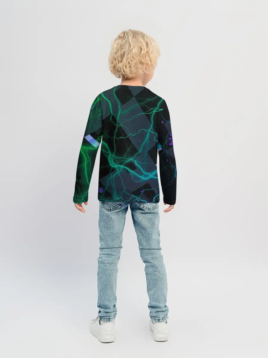 Детский лонгслив / Молнии Майнкрафт