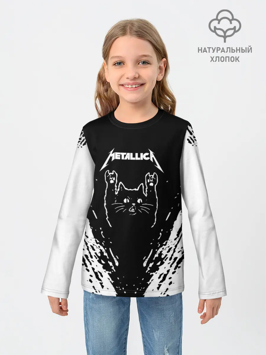 Детский лонгслив / Мяуталлика / Meowtallica.