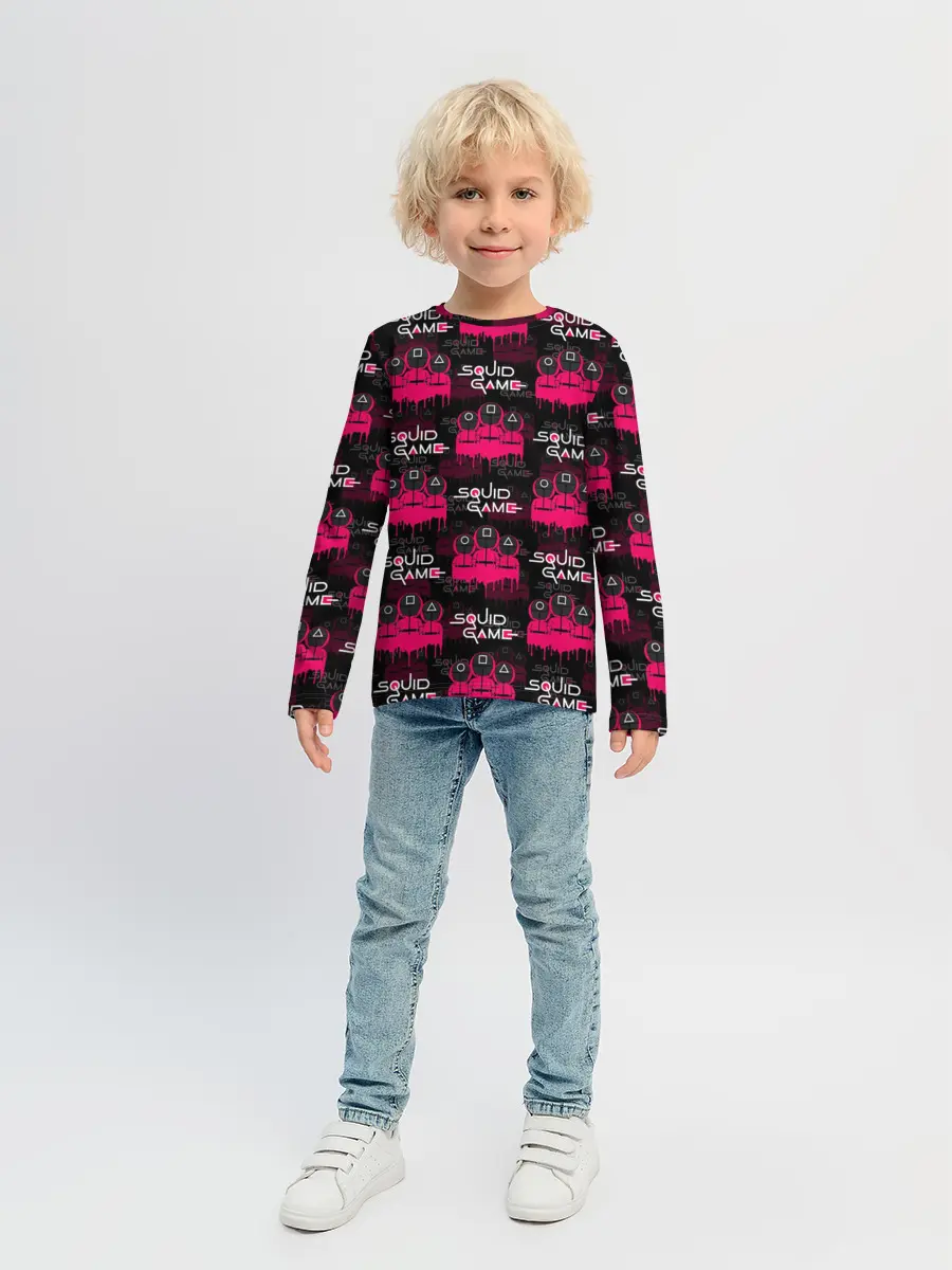Детский лонгслив / ИГРА В КАЛЬМАРА / SQUID GAME / PATTERN