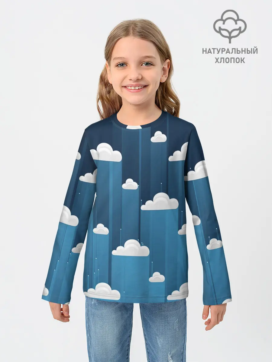 Детский лонгслив / Облака в очереди