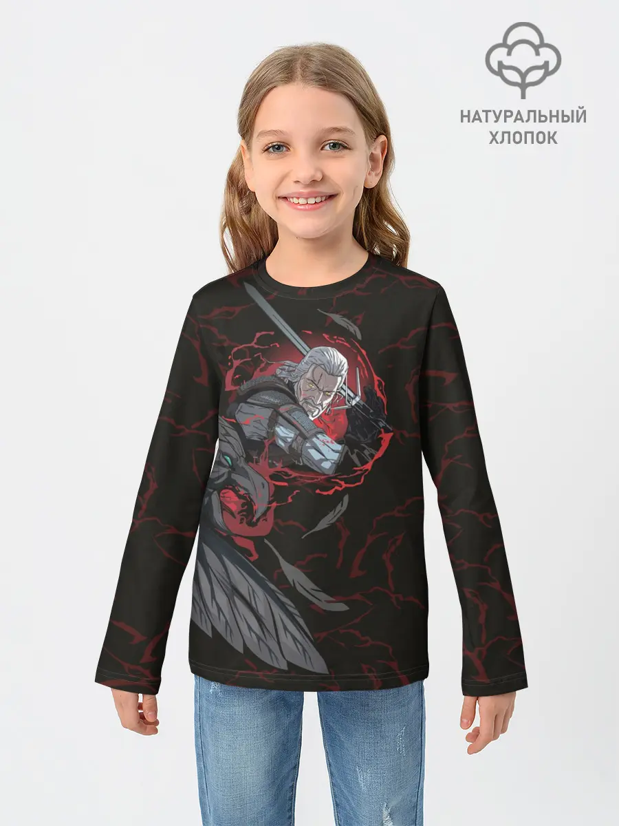Детский лонгслив / Кровь дракона и смелый Ведьмак