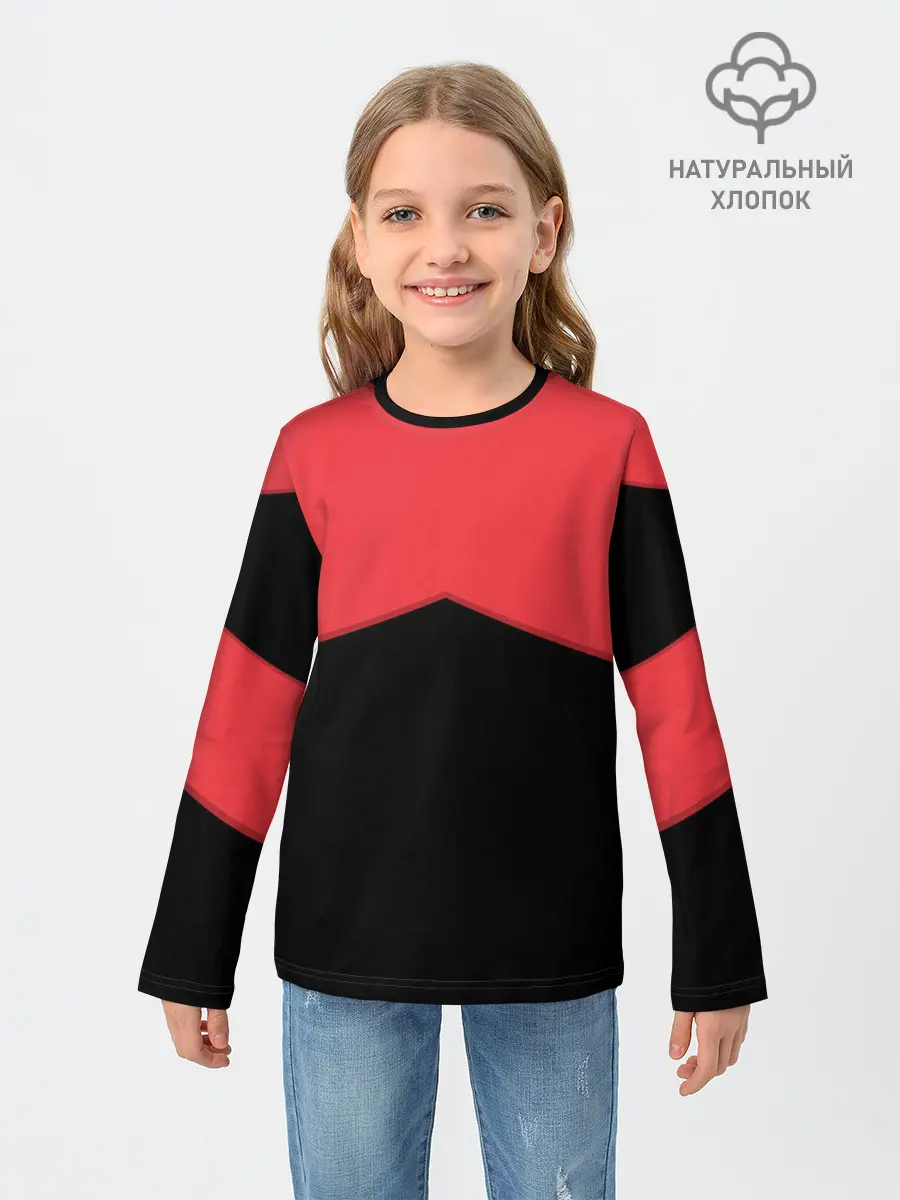 Детский лонгслив / ГЕОМЕТРИЯ МИНИМАЛИЗМ | КРАСНЫЕ ПОЛОСЫ