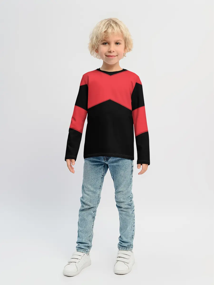 Детский лонгслив / ГЕОМЕТРИЯ МИНИМАЛИЗМ | КРАСНЫЕ ПОЛОСЫ