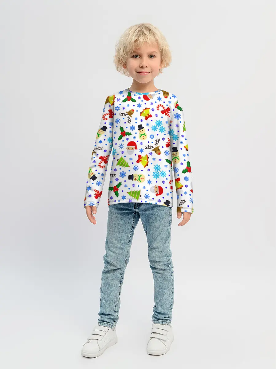 Детский лонгслив / Новогодний - Рождественский узор