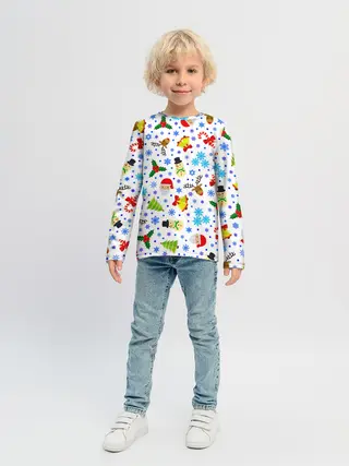 Детский лонгслив / Новогодний - Рождественский узор