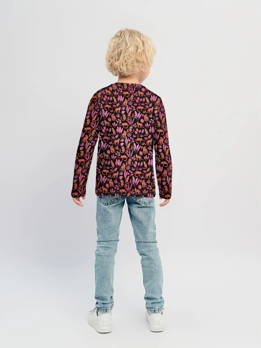 Детский лонгслив / ГЕПАРД В ЛИСТВЕ