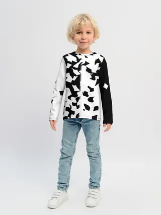 Детский лонгслив / черно-белый камуфляж