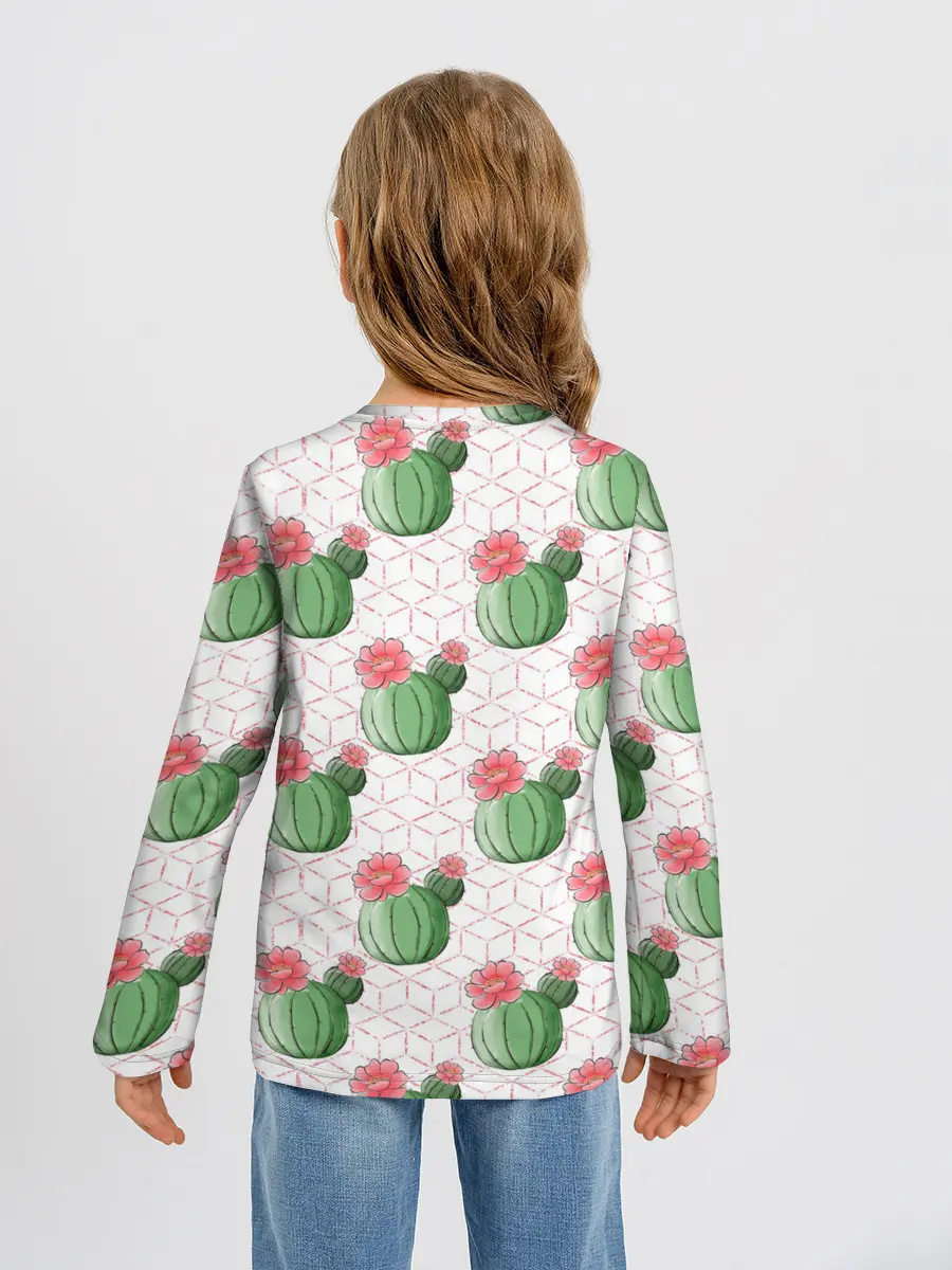 Детский лонгслив / Паттерн из кактусов