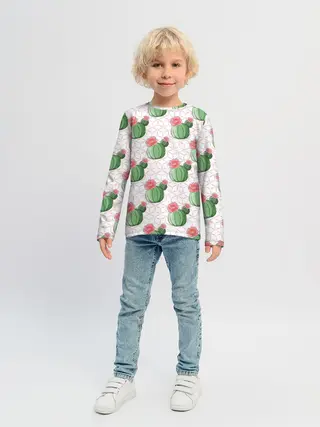 Детский лонгслив / Паттерн из кактусов