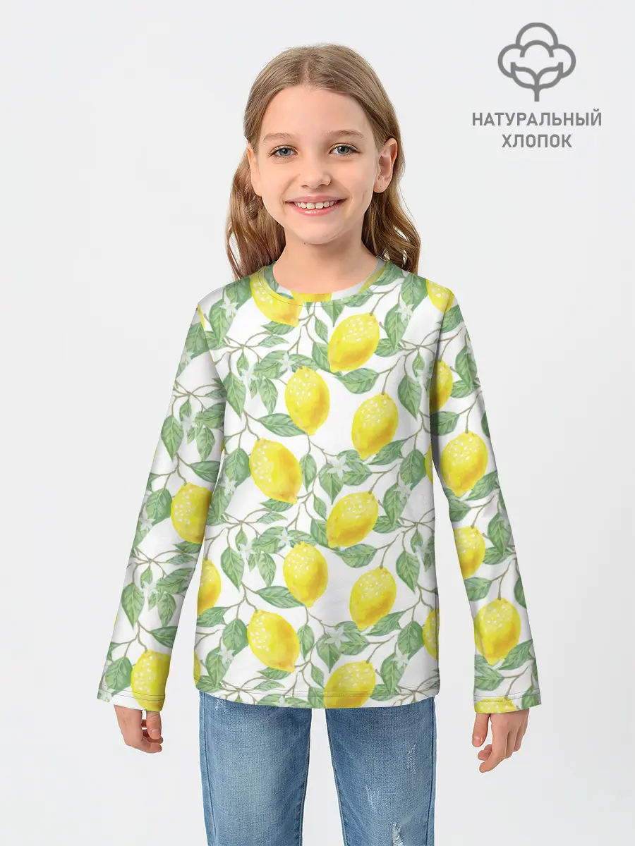 Детский лонгслив / Лимоны 3d