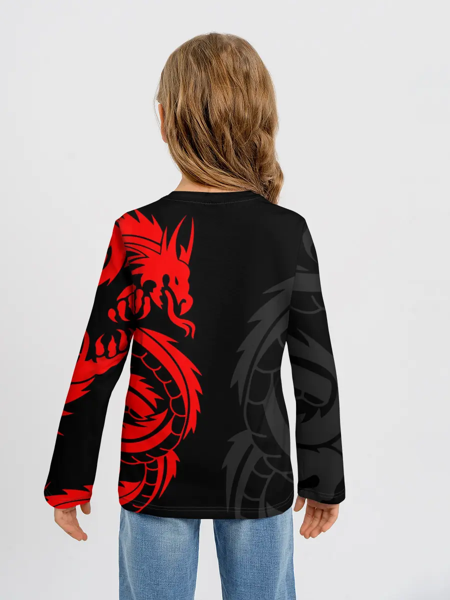 Детский лонгслив / КРАСНЫЙ ДРАКОН ТАТУ / RED DRAGON TATTOO