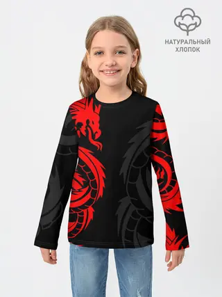 Детский лонгслив / КРАСНЫЙ ДРАКОН ТАТУ / RED DRAGON TATTOO