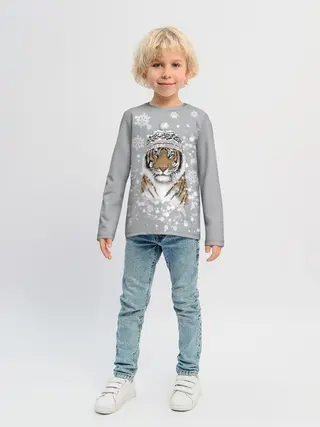 Детский лонгслив / Снежный тигр