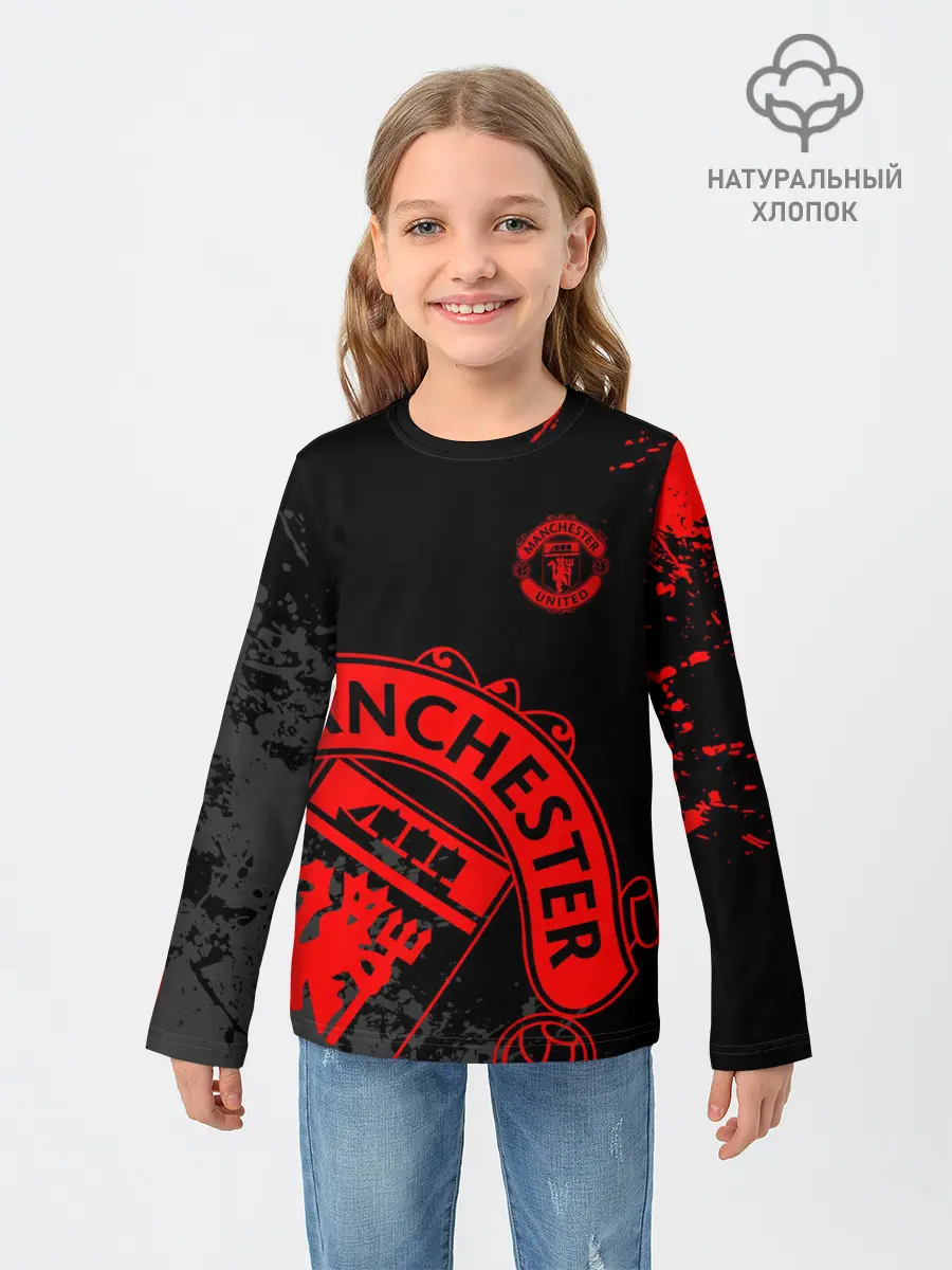 Детский лонгслив / МАНЧЕСТЕР ЮНАЙТЕД КРАСНЫЙ ЛОГО