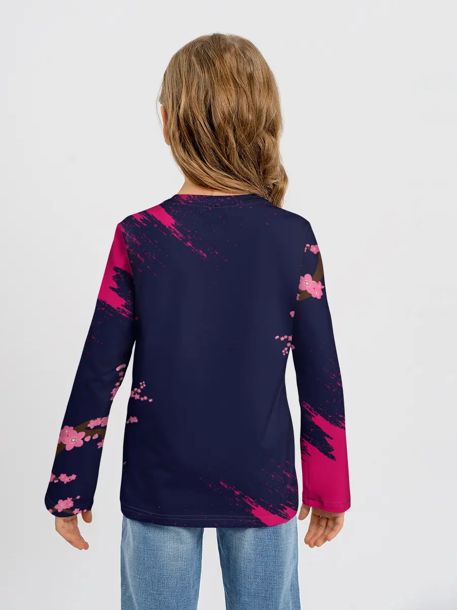 Детский лонгслив / ДЕВУШКА В КИМОНО И ПТИЦАМИ