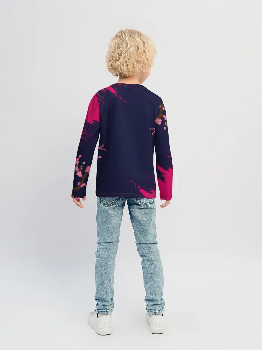 Детский лонгслив / ДЕВУШКА В КИМОНО И ПТИЦАМИ