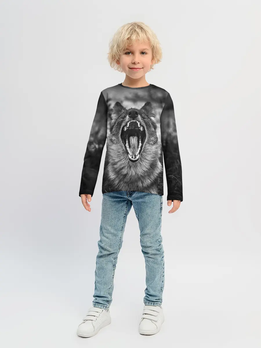 Детский лонгслив / Волчья пасть, зевает