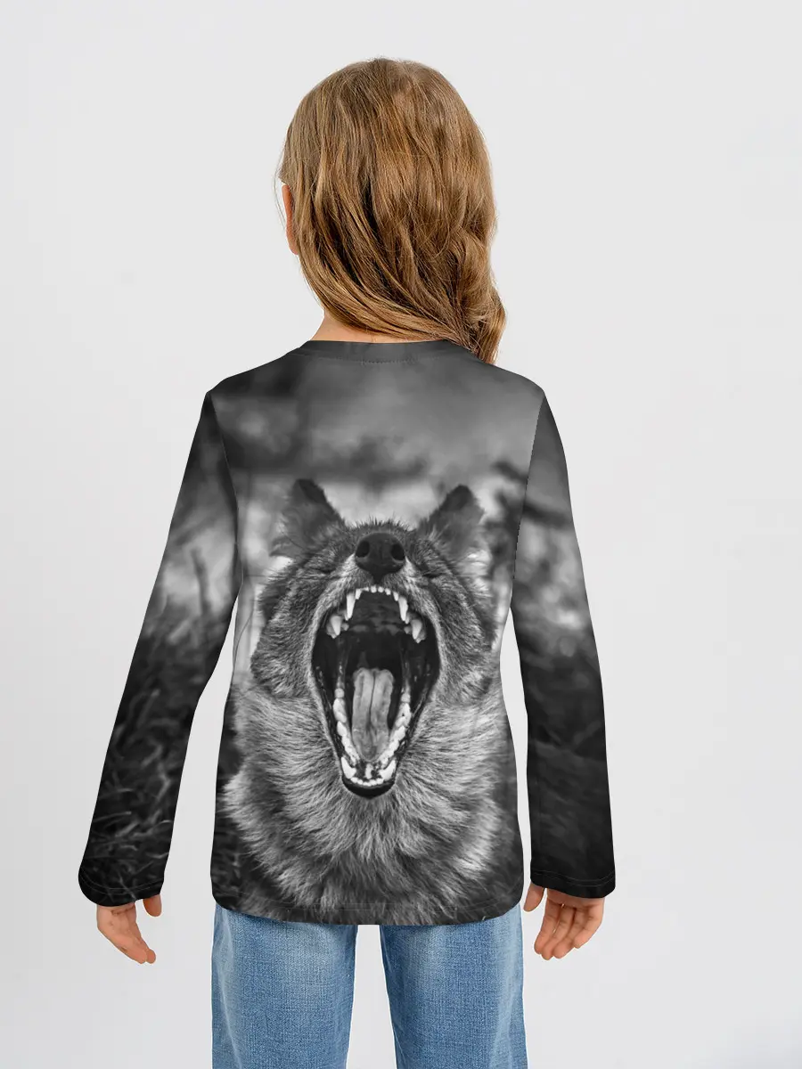 Детский лонгслив / Волчья пасть, зевает
