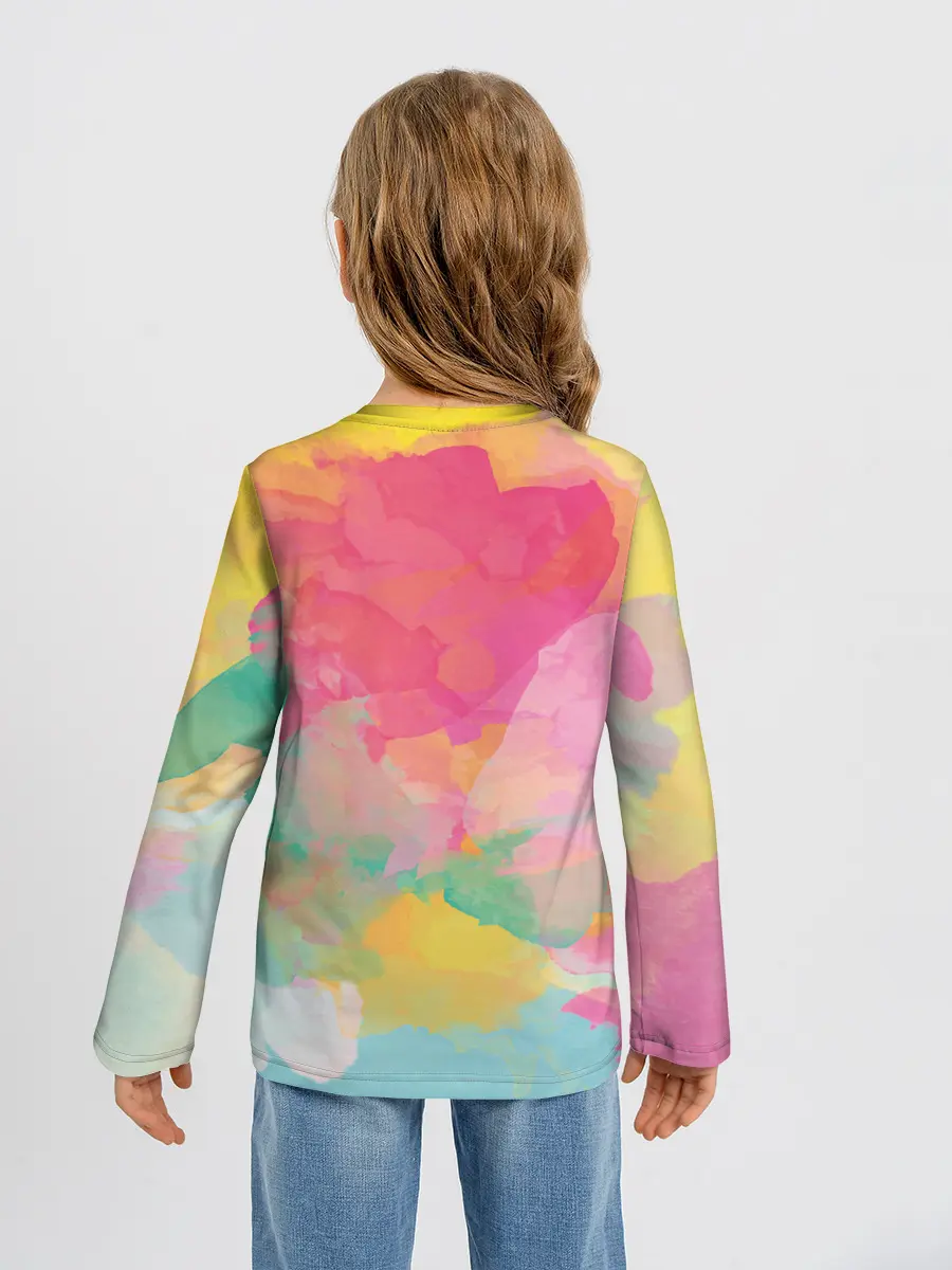 Детский лонгслив / Радужная акварель