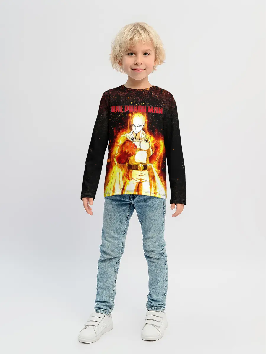 Детский лонгслив / Сайтама в огне | One Punch-Man