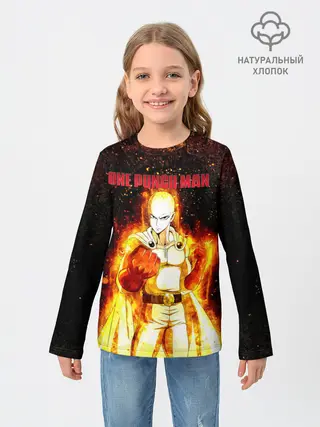 Детский лонгслив / Сайтама в огне | One Punch-Man
