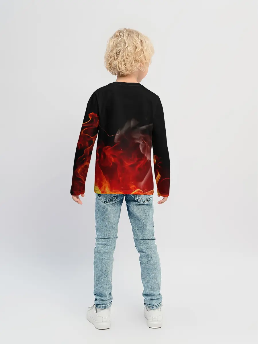 Детский лонгслив / Кулак One Punch-Man в огне