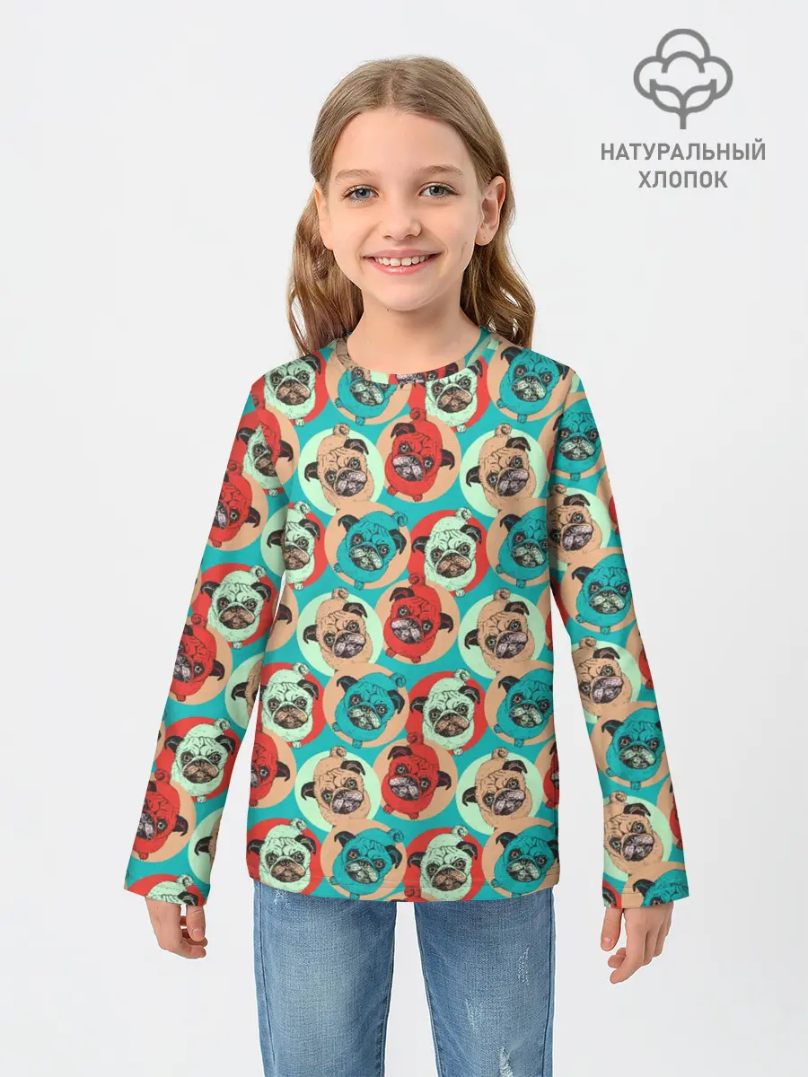 Детский лонгслив / Прикольные Мопсы
