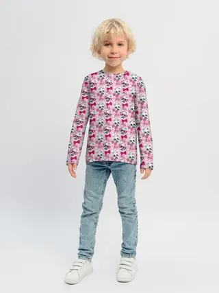 Детский лонгслив / Йоркширский Терьер на Розовом Фоне