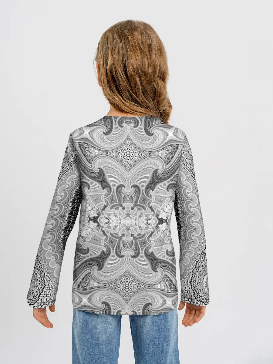 Детский лонгслив / Черно-белый абстрактный узор.