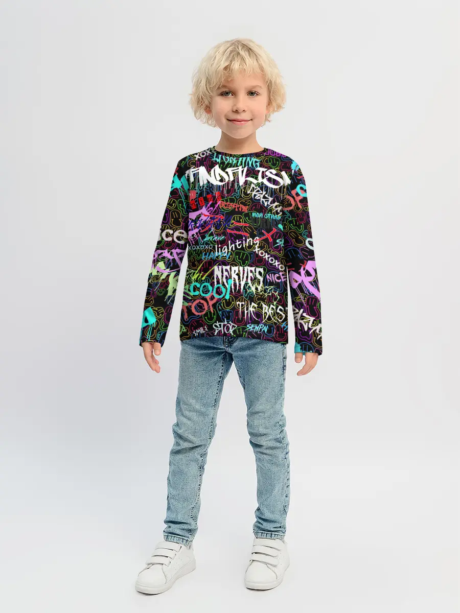 Детский лонгслив / neon graffiti | Smile