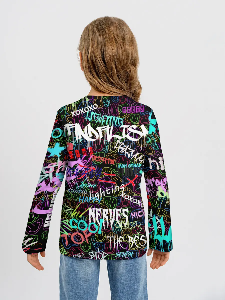 Детский лонгслив / neon graffiti | Smile
