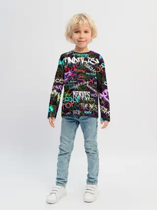 Детский лонгслив / neon graffiti | Smile